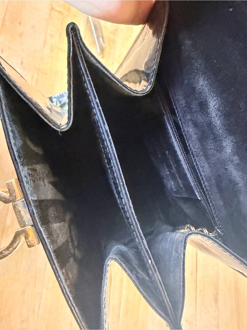 Salvatore Ferragamo Black Patent Top-Handle Satchel with Gold Hardware - Picture 3 of 7